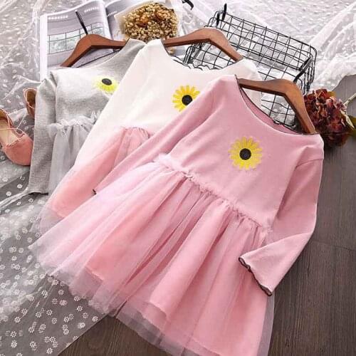MERI AMMI For Children Girls' Clothing Outfit Dressing Autumn Flower Full Sleeve TuTu Dress For 2-7 Year Girl