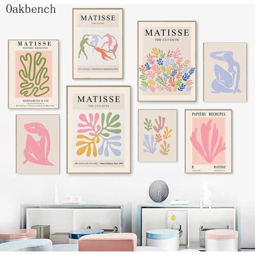 Matisse Canvas Posters Plant Leaves Wall Paintings Abstract Poster Sexy Girl Nude Print Nordic Pictures Living Room Decoration