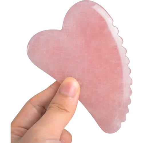Natural Jade Gua Sha Board Scraper Massage Rose Quartz Jade Guasha Stone For Chin Neck Face Lifting Wrinkle Remover Beauty Care