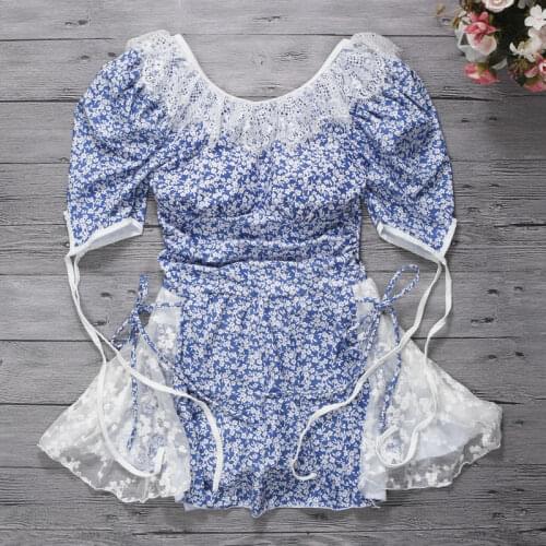 2021 New Women Print Long Sleeve One Piece Swimwear Short Sleeve Swim Beach Dress Sexy Swimming Bathing Suit Beachwear Swimsuit