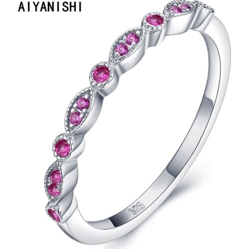 AIYANISHI New Trendy 925 Silver Wedding Band Women Finger Ring Gold Color Available Irregular Gorgeous CZ Female Daily Jewelry