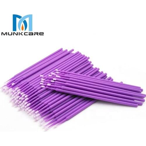 400pcsMicro brush applicator disposable super fine cotton stick Eyelashes swabs Individual Round microbrush Cotton Remover