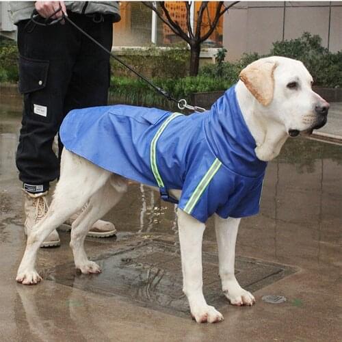Dog Clothes for Big Dogs Raincoat With Rain Cap and Pocket Adjustable Reflective Tape Large Dog Raincoat XS-XXXXXL Size