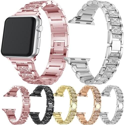 Watch Strap Correa For Apple Watch Series 6 SE 5 4 3 2 1 Stainless Steel Women Bracelet Band For Iwatch 38 40 42 44MM Loop