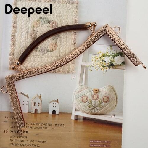 2pcs Deepeel 21CM Embossed Handmade Bag Handles Alloy Material Kiss Clasp Handbag Sewing Accessory Purse Frame Hardware Wallet