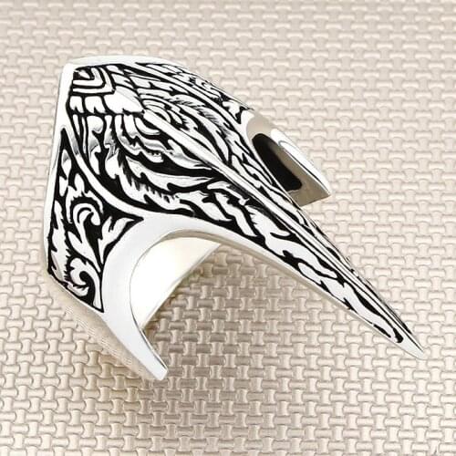 Thumb Silver Ring Ottoman Motif Ring Handmade Symmetic Patterned Silver Men Ring Made in Turkey