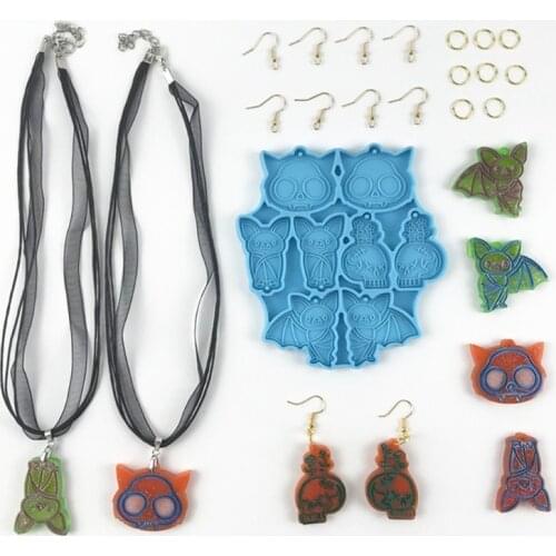 Bat Shaped Earrings Epoxy Resin Mold Jewelry Necklace Pendant Silicone Mould DIY Crafts Ear Drop Dangle Decorations Casting