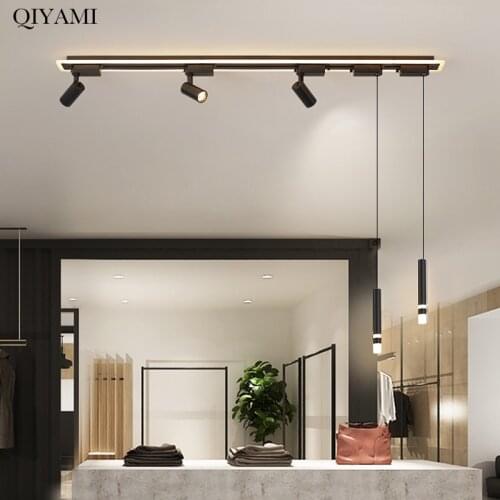 Modern Led Ceiling Spotlights For Background Wall Living Room Study Freely Collocation Track Lighting Black Iron Acrylic Lamps