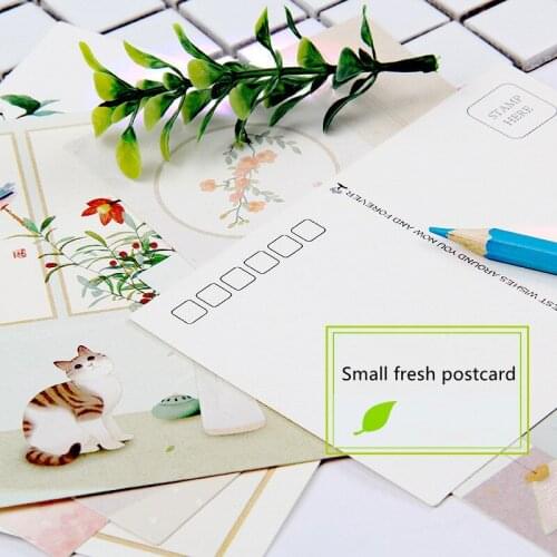 Creative Landscape Hand Drawn Campus Postcard Cat Postcard Personality Cartoon Postcard Handwritten Gift Greeting Card