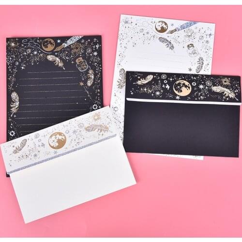 Vintage Paper Letter High-end Bronzing Starry Moon Blessing Letter with Envelope