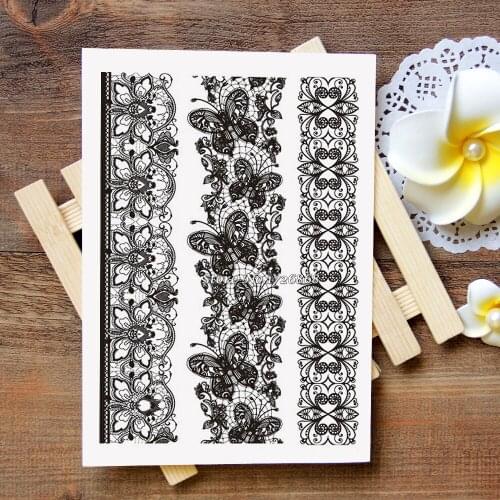 Waterproof Metallic Gold Silver White Temporary Tattoo For Black India Henna Tattoo Love Flower Pattern #014