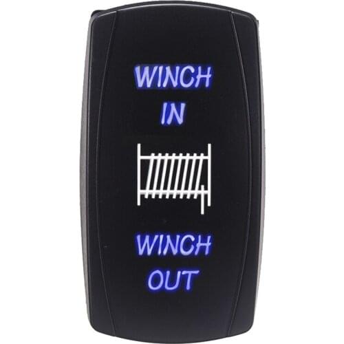 1pc 12V 20A Car Auto Momentary Rocker Switch Blue LED Light 7pin WINCH IN/OUT DIY Parts Accessories