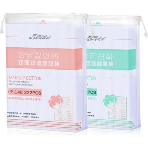 222pcs Double Side Cosmetic Cotton Pads Makeup Remover Soft Pads Three Layer Face Cleansing Wipes