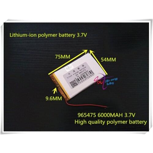 3.7V 6000mAH 965475 (polymer lithium ion battery ) Li-ion battery for power bank,tablet pc,gps,dvd,e-book,mp3,mp4