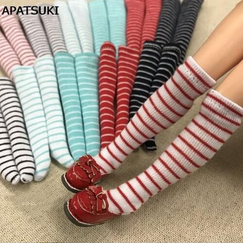5pairs/lot Striped Stockings for Barbie Doll Middle Tube Socks For Blythe 1:6 Doll Sock For Momoko 1/6 Doll Accessories
