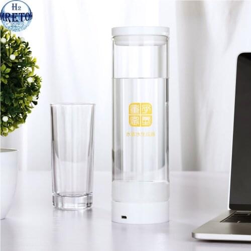 Glass Hydrogen Water Bottle Titanium Electrolysis Ion Generator 2.4G Touch Switch Ozone Water Treatment USB Charging Type