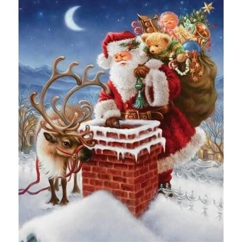 Diamond Painting Santa Deer Diamond Embroidery Full Pack 3D DIY Diamond Mosaic Decorative Rhinestone Diamond Mosaic
