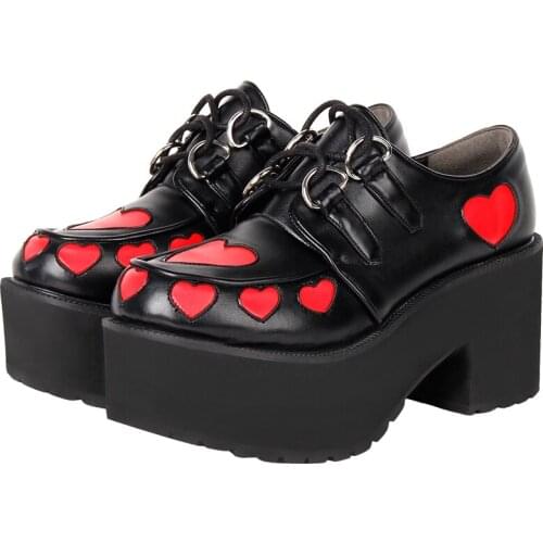 Angelic imprint woman mori girl lolita cosplay shoes lady high heels pumps women princess dress party shoes lovely heart 33-47