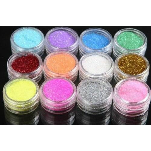 12 Colors Nail Art Shiny Glitter Powder Fashion Nali Glitter For Nail Art Nail Tip Decoration