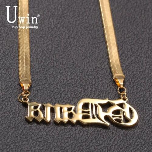 Uwin Custom Name Necklace Stainless Steel Chains Letters Personalized Necklace Initial Choker Fashion Hip Hop Jewelry