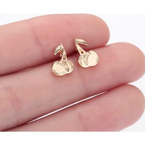 Chandler Stainless Steel Gold Color Cherry Stud Earrings Summer Fruit Jewelry Minimalist fashion Accessories aretes