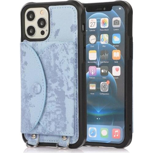 Crossbody Lanyard Card Slots Phone Case For iPhone 11 12 Pro Max X XR XS Max 7 8 Plus Shockproof Removable Leather Wallet Cover