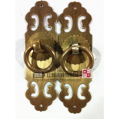 The dividend of Chinese classical furniture antique copper copper fittings to the door straight Fu classic lock sheet copper han
