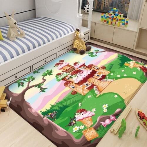 Dropshipping Childrens Rug Flannel Non-slip Educational Carpet Castle Dessert Castle Carpet Childrens Rainbow Decorative