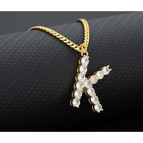 Hip-hop Ice out A-Z Letter Initial Pendant Necklace Men Silver Color Choker Necklaces Female Fashion Statement Women Jewelry