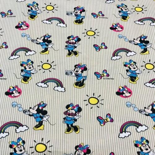 Cotton fabrics, disney fabric, minnie fabric, Rainbow, mask fabric, 140 cms, childrens fabrics, PERTEX textile