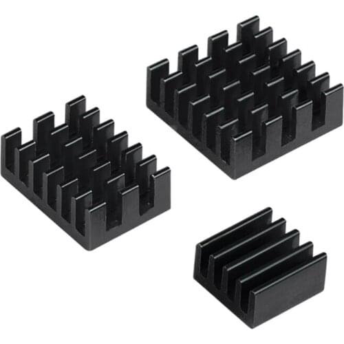 3 Pcs Heatsink Kit with Conductive Adhesive Tape Aluminum Heat Sink Cooler for Raspberry Pi 4 B Colden Green Black Blue