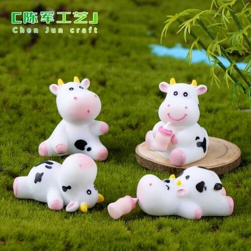 1 Pc Cow Figurine Decoration Craft Miniature Model Home Decoration Cute Accessories Desktop Garden Decoration