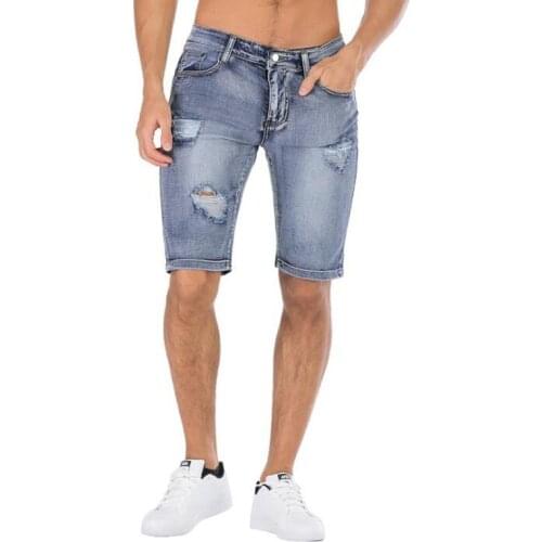 Mens Ripped Slim Denim Stressed High Street Jean Shorts