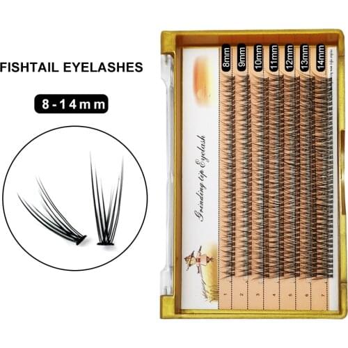 AINIFLY Fishtail Shape Mixed 8-14mm Natural Fluffy Mink Eyelashes Pre-made Curling Fan Personal Eyelashes False Eyelashes