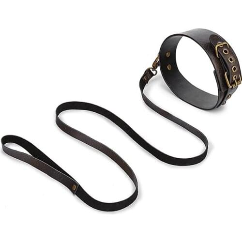 New Design Cowhide Adjustable BDSM Sexy Traction Rope Neck Collar Bondage For Couples Adult Games Erotic Sex Toys SM Neck Choker