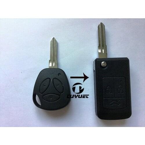 New Flip Folding 3 Button Modified Uncut Blade Remote Car Key Case key shell for LADA