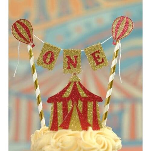 Personalized Vintage Circus birthday cake buntings cupcake toppers banners baby shower party decoration doughnut food picks