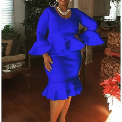 Zoulv Women Autumn Falbala Plus Size Dress Mermaid Elegant African White Ruffles Femme Dinner Party Vestiods Robe Midi Dresses