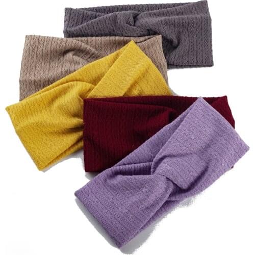 Geebro Women Double Thread Knitted Headband Hair Accessories Fashion Ladies Plain Cross Wide Head bands Elastic Turban Hairbands