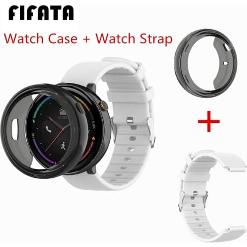 FIFATA 2 In 1 TPU Transparent Watch Case Cover+Silicone Watch Band For Huami Amazfit Verge Smart Sport Watch Replace Accessories