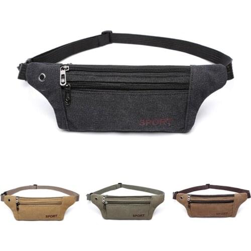 Men Casual Durable Fanny Waist Pack Male Waist Bags Belt Canvas New Hip Bum Military Bag Pouch Three Zipper Pocket