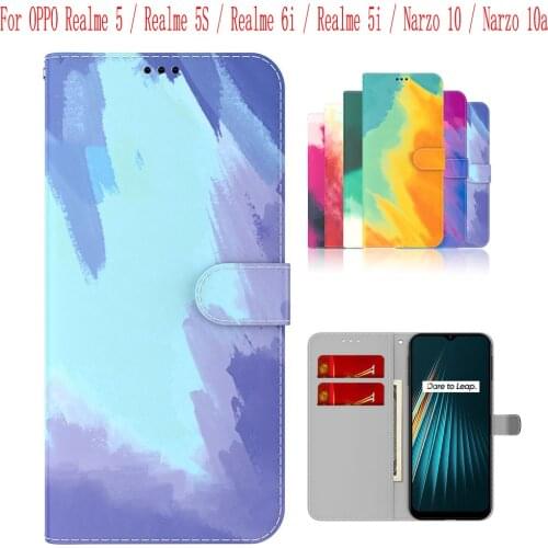Sunjolly Case for OPPO Realme 5 5S 6i 5i Narzo 10 10a Wallet Stand Flip PU Phone Case Cover coque capa Case Cover