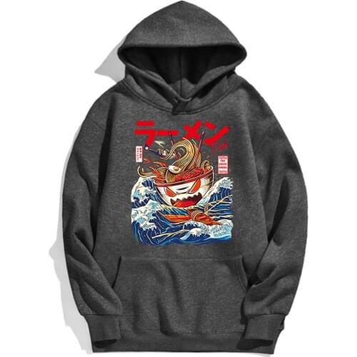 Japanese Street Food Male Hoodie Delicious Ramen Pattern Clothing Pullovers Male Hip Hop Streetwear Warm Pullovers For Male