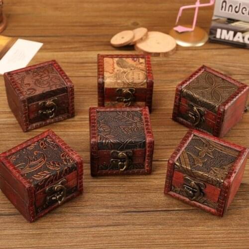 1PC Vintage Wooden Handmade Lock Box Organizer Jewelry Bracelet Pearl Case Gift Storage Box Storage Cosmetic Containers Hamper