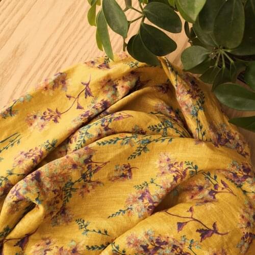 High quality flax fabric digital printing material High end cheongsam dress shirt tissu
