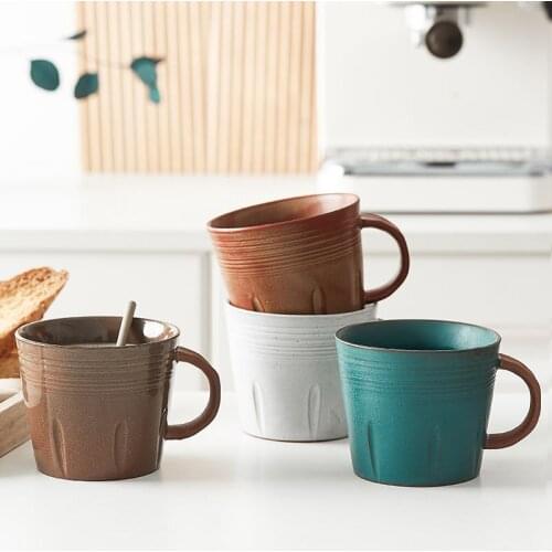 Japanese coarse pottery coffee mug handmade retro coffee mug ceramic breakfast mug cappuccino cup C587