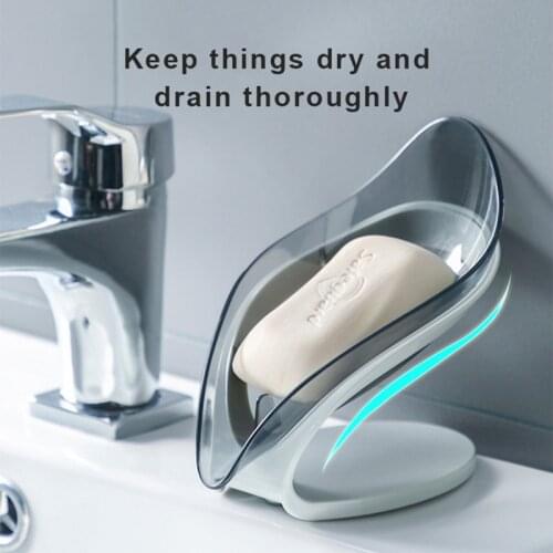 Leaf Shape Soap Box Bathroom Perforation-free Soap Holder Dish Storage Plate Tray Suction Cup Shower Soap Holder Bathroom Gadget