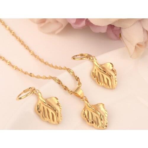 Bangrui Fashion Necklace Earring Set Women Party Gift Gold Color Leaf Necklace Earrings Jewelry Sets