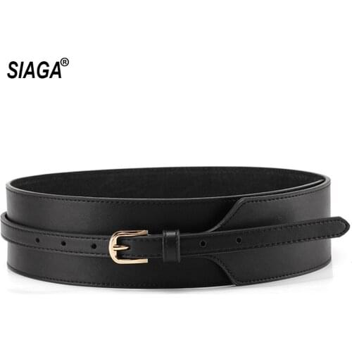 Ladies Down Jackets Waistband Belt Wild Joker Womens Coat Cow Leather Simplicity Decorative Dress Black Waist FCO109