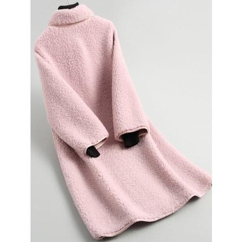 Fur Coat Clothes Real 2020 Autumn Winter Jacket for Women 100% Wool Long Coats Female Korean Red KQN12009 KJ2250